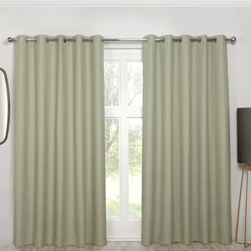 Cosmos (Blackout) Eyelet, Green - Ready Made Curtains - Image 3